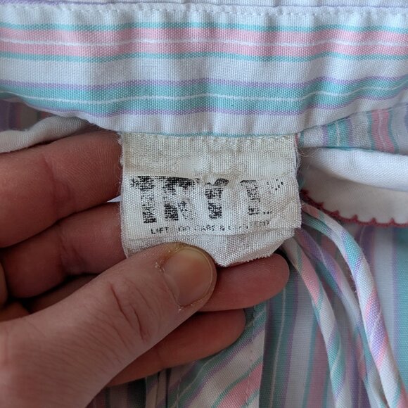 Vintage Blue Pink Purple Striped Peter Pan Collar Button Front Shirt - Picture 6 of 9